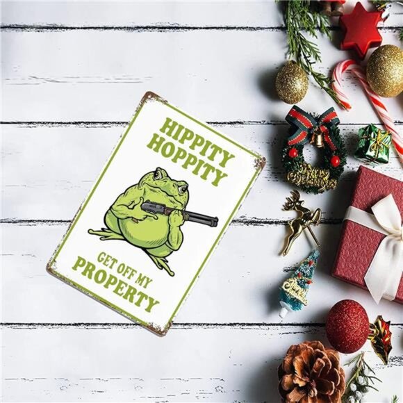 Frog Room Sign Funny Metal Tin Vintage Bedroom Door Decor Hippity Hoppity Ge - Picture 7 of 8